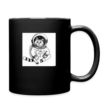 Astronauten Katze - Tasse einfarbig - Schwarz - Rechts
