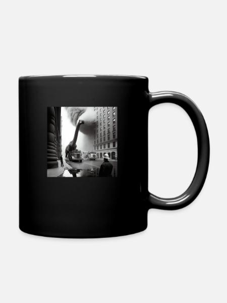 Brachiosaurus zerstrört Stadt - Tasse einfarbig - Schwarz