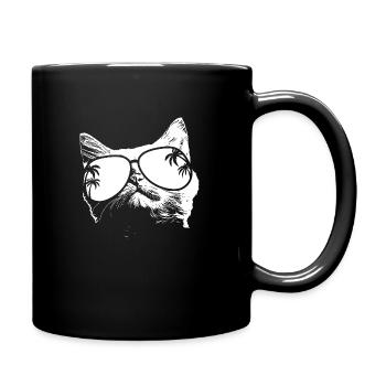 Katze Sonnenbrille Kätzchen Katzenliebe Katzenbesi - Tasse einfarbig - Schwarz - Rechts
