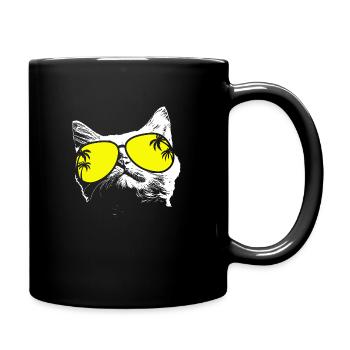 Katze Sonnenbrille Kätzchen Katzenliebe Katzenlieb - Tasse einfarbig - Schwarz - Rechts