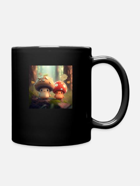 Mushroom Forest Friends - Full Colour Mug - black