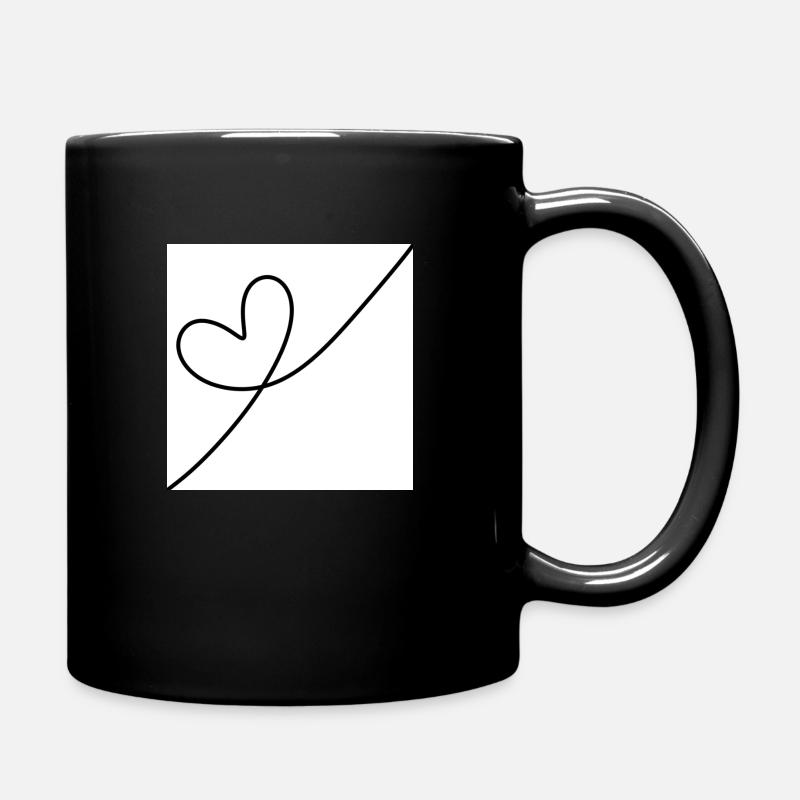 Herz Schwarz auf Weiss - Tasse einfarbig - Schwarz