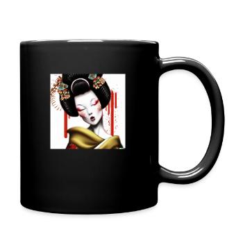 geisha japan gefährlich digital art - Tasse einfarbig - Schwarz - Rechts