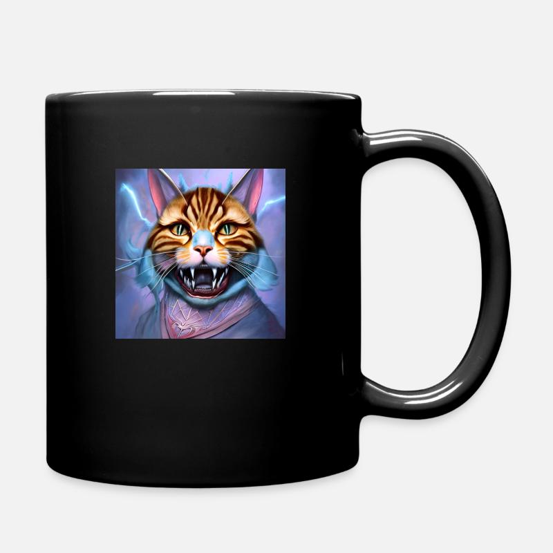 funny cats kitty with teeth - Tasse einfarbig - Schwarz