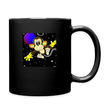 A cartoon of a monkey in space - Tasse einfarbig - Schwarz - Rechts