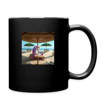 cute unicorn on an holiday location digital art - Tasse einfarbig - Schwarz - Rechts