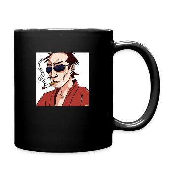 Japanischer Gangster, der eine Zigarette raucht - Tasse einfarbig - Schwarz - Rechts