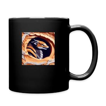 Kobraschlange in Papierhöhle - Tasse einfarbig - Schwarz - Rechts