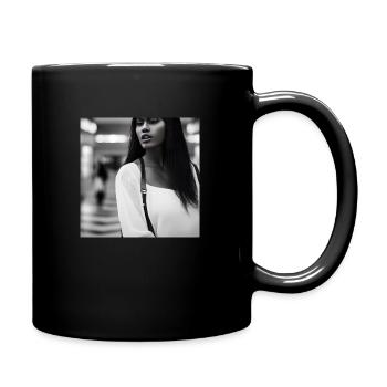 Shopping Beautiful Woman - Full Colour Mug - black - Right