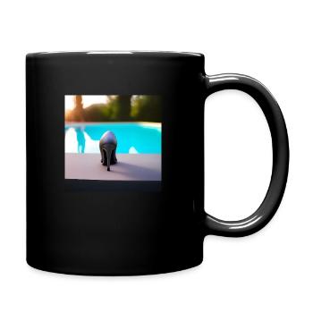 Talon haut au bord de la piscine - Mug uni - noir - Droite