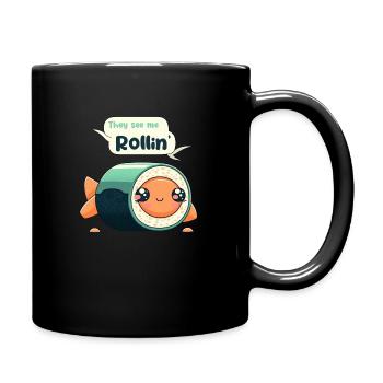 Cute Sushi They See Me Rollin' - Full Colour Mug - black - Right