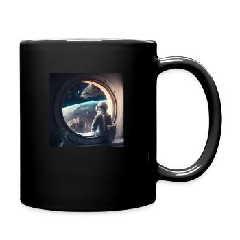 Ein Astronaut schaut aus dem Fenster - Tasse einfarbig - Schwarz - Rechts