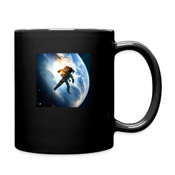 Astronaut floats through space - Full Colour Mug - black - Right