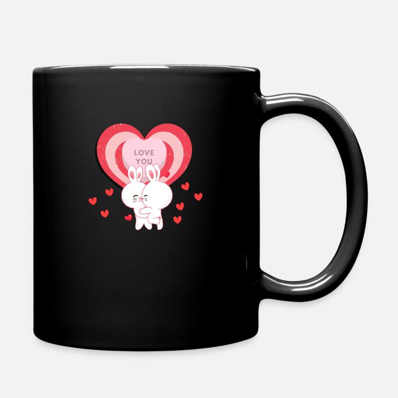 Zwei liebenden Hasen - Tasse einfarbig - Schwarz