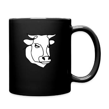 Skizze des Kuhkopfes - Tasse einfarbig - Schwarz - Rechts