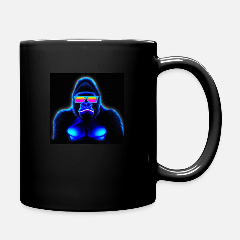 Gorilla neon with sunglasses - Full Colour Mug - black