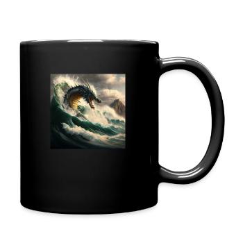 Dragon Mystic Fairy tale fantasy ocean wave - Full Colour Mug - black - Right