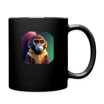 Singe mignon avec veste - Mug uni - noir - Droite