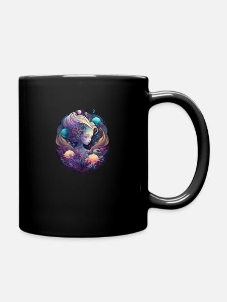 Chibi Skeleton Queen - Victorian Gothic Horror - Full Colour Mug - black