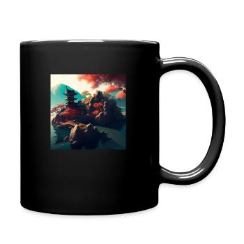 Japanese Landscape On Island - Full Colour Mug - black - Right