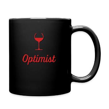 Optimist,Wein, Halb Voll,Positiv,Lebenseinstellung - Tasse einfarbig - Schwarz - Rechts