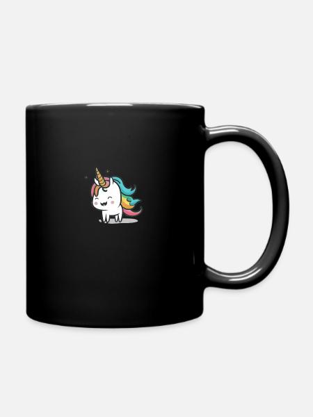 Glückliches Einhorn-Sticker - Tasse einfarbig - Schwarz