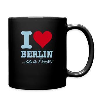 I love BERLIN ... as a friend - Tasse einfarbig - Schwarz - Rechts