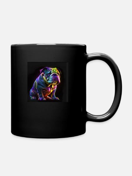 English bulldog neon - Full Colour Mug - black