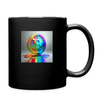Bitcoin Symbol in farbenfrohem Design HD - Tasse einfarbig - Schwarz - Rechts