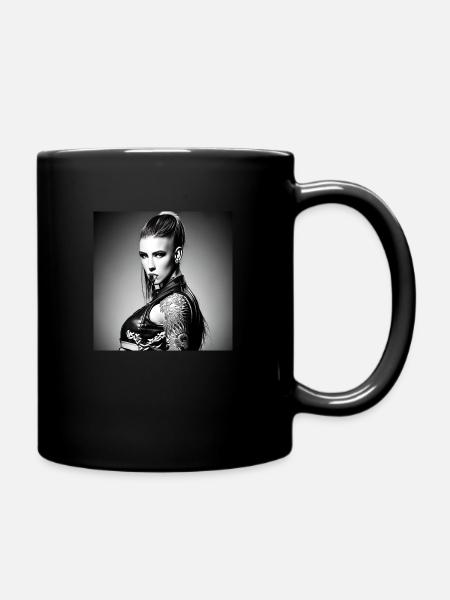Girl with Tattoo - Tasse einfarbig - Schwarz