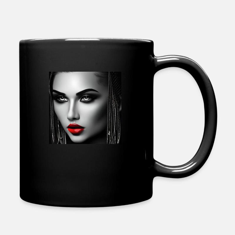 Girl with Red Lips - Tasse einfarbig - Schwarz
