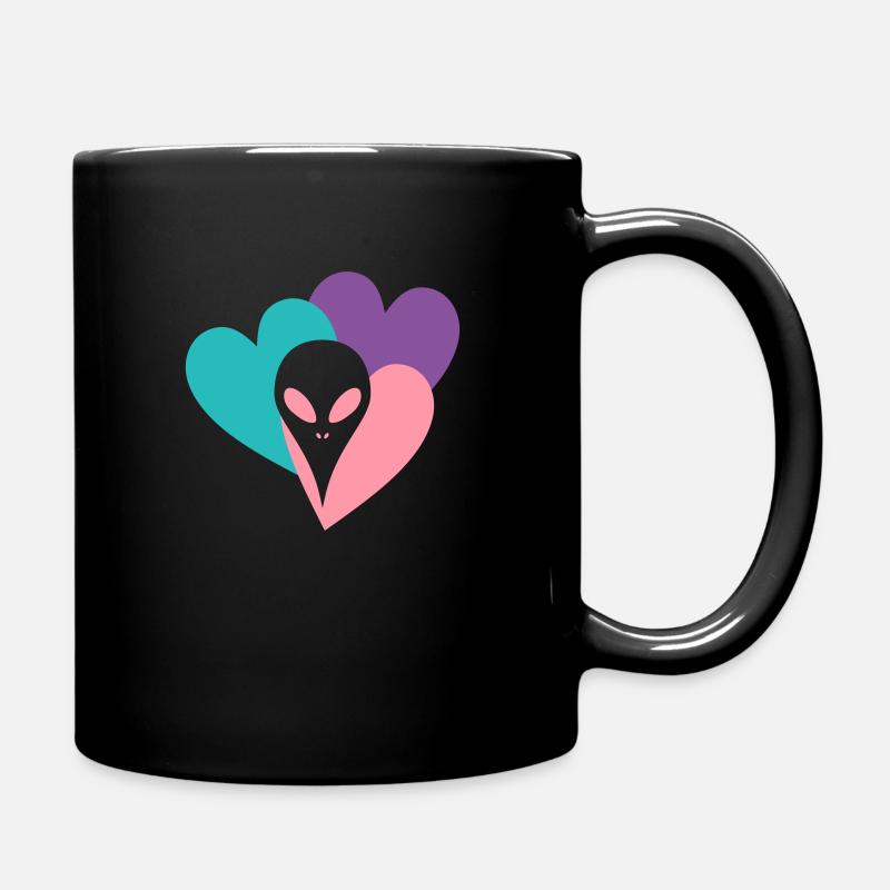 Love Herzen Alien - Tasse einfarbig - Schwarz