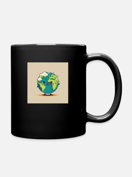A cute planet Earth - Full Colour Mug - black