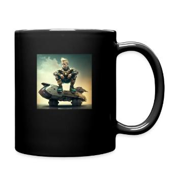 blond boy on military hoverboard - Mug uni - noir - Droite