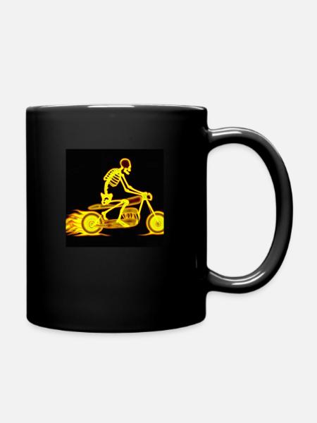 Skelett Biker - Tasse einfarbig - Schwarz