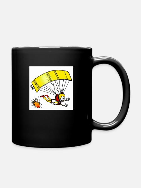 Skydive - Fallschirmspringer Comic - Tasse einfarbig - Schwarz
