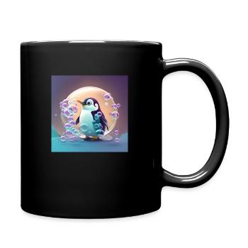 Cute Penguin Plays with Bubble Poster - Full Colour Mug - black - Right