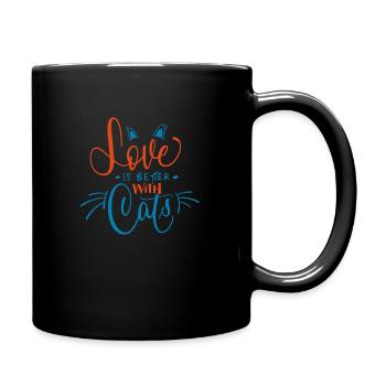 Liebe ist besser mit Katze - Tasse einfarbig - Schwarz - Rechts