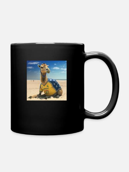 Fußball/Football ---- Kamel/Camel - Tasse einfarbig - Schwarz