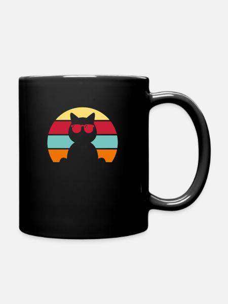 Cool Cat Retro - Tasse einfarbig - Schwarz