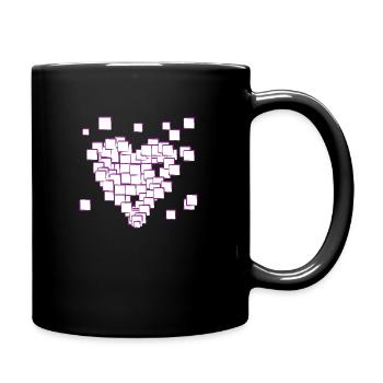 pixel heart - Full Colour Mug - black - Right
