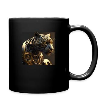 Panther, Mechanical, Gold, Hyperrealistic - Full Colour Mug - black - Right