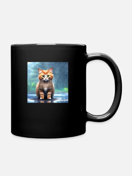 Chaton sous la pluie - Mug uni - noir