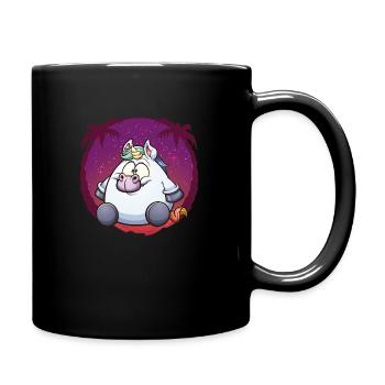 thick unicorn under palm trees - Full Colour Mug - black - Right