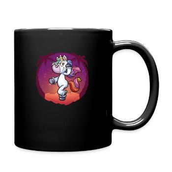 Einhorn hübsch - Tasse einfarbig - Schwarz - Rechts