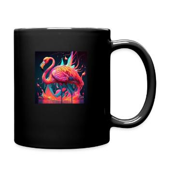 Farbiger Flamingo, einzigartiges Design - Tasse einfarbig - Schwarz - Rechts