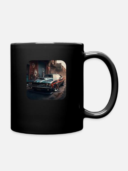 Muscle car, Design 1.1 (abgerundet) - Tasse einfarbig - Schwarz