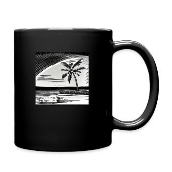 Insel mit Palme und Sonne - Tasse einfarbig - Schwarz - Rechts