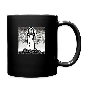 Leuchtturm am Meer - Tasse einfarbig - Schwarz - Rechts