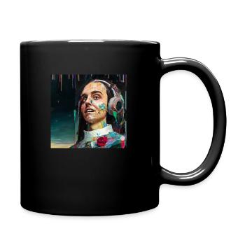 glitched portrait Painting Illusionistic Realism - Tasse einfarbig - Schwarz - Rechts